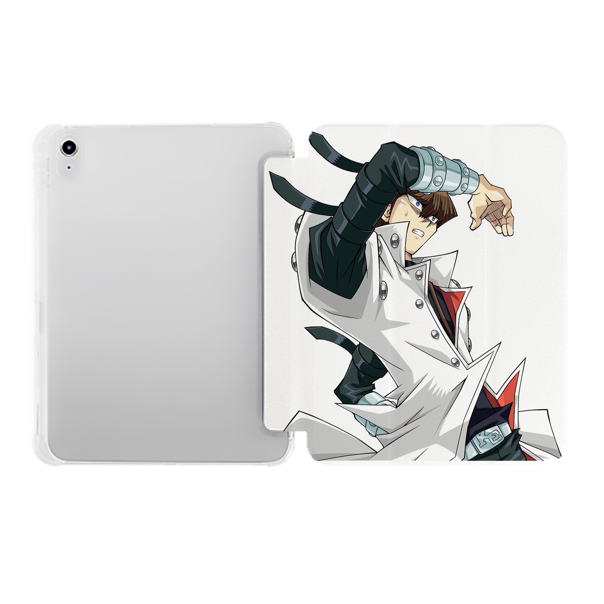 （画像用） 遊☆戯☆王 Yu-Gi-Oh! IPad ケース ペン収納付き 三つ折りスタンド PUレザー×シリコン 対応機種9.5/10.5/10.9インチ
